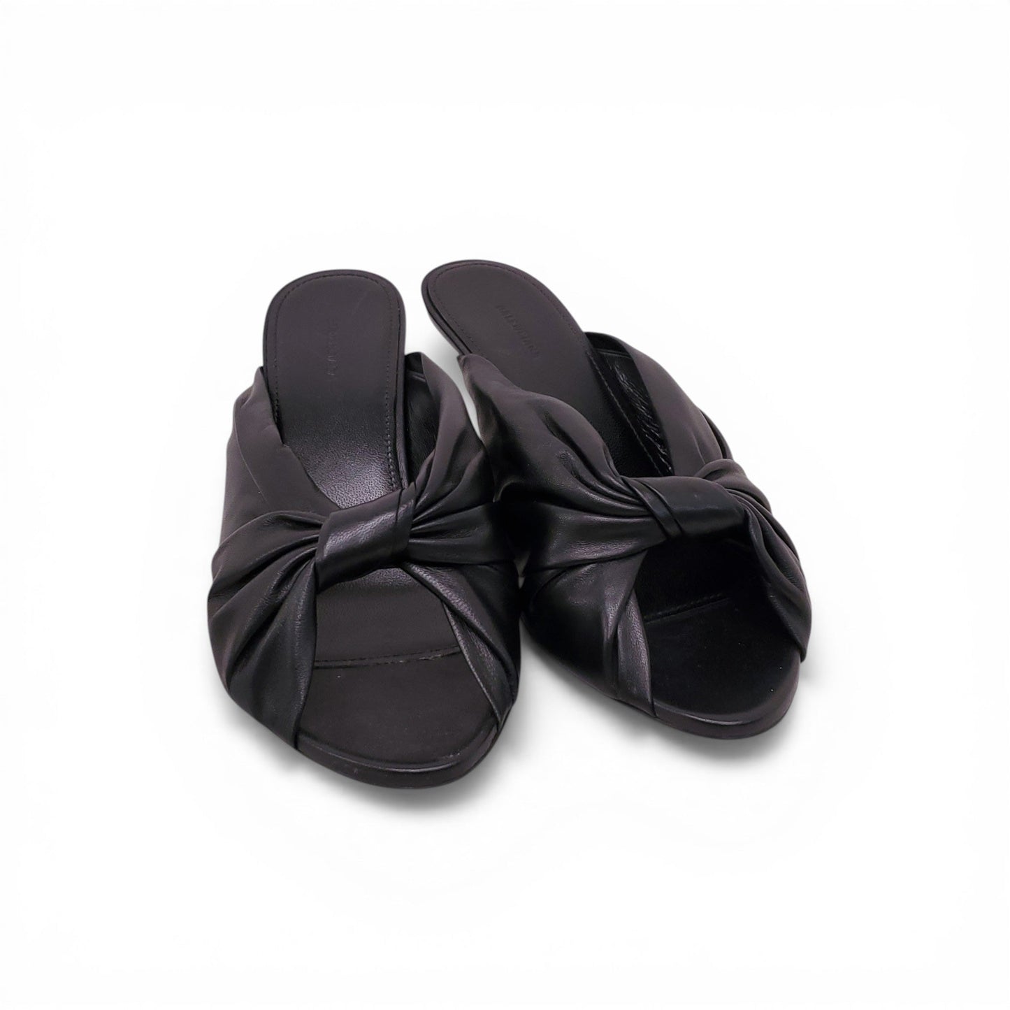 BALENCIAGA BLACK 'DRAPY' BRAIDED MULES - SIZE 36