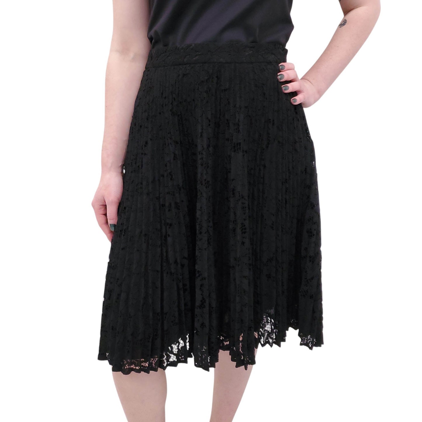VALENTINO PLEATED LACE SKIRT - SIZE 12