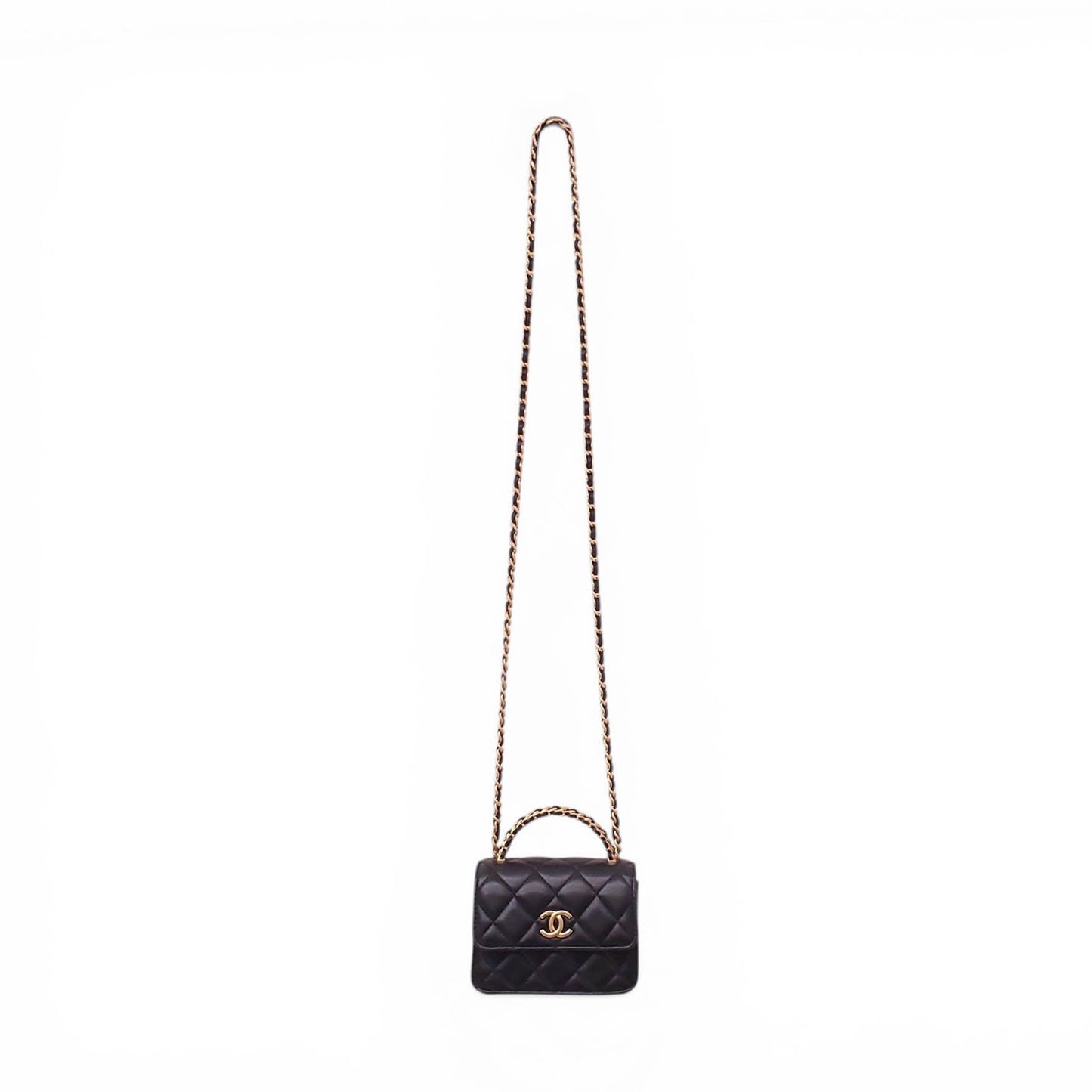 CHANEL MINI LEATHER CROSSBODY BAG WITH TOP HANDLE