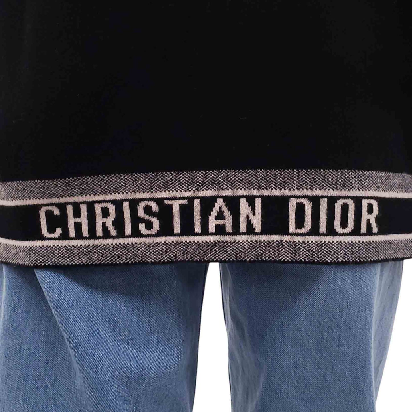 CHRISTIAN DIOR BLACK CASHMERE LOGO SWEATER - SIZE 4