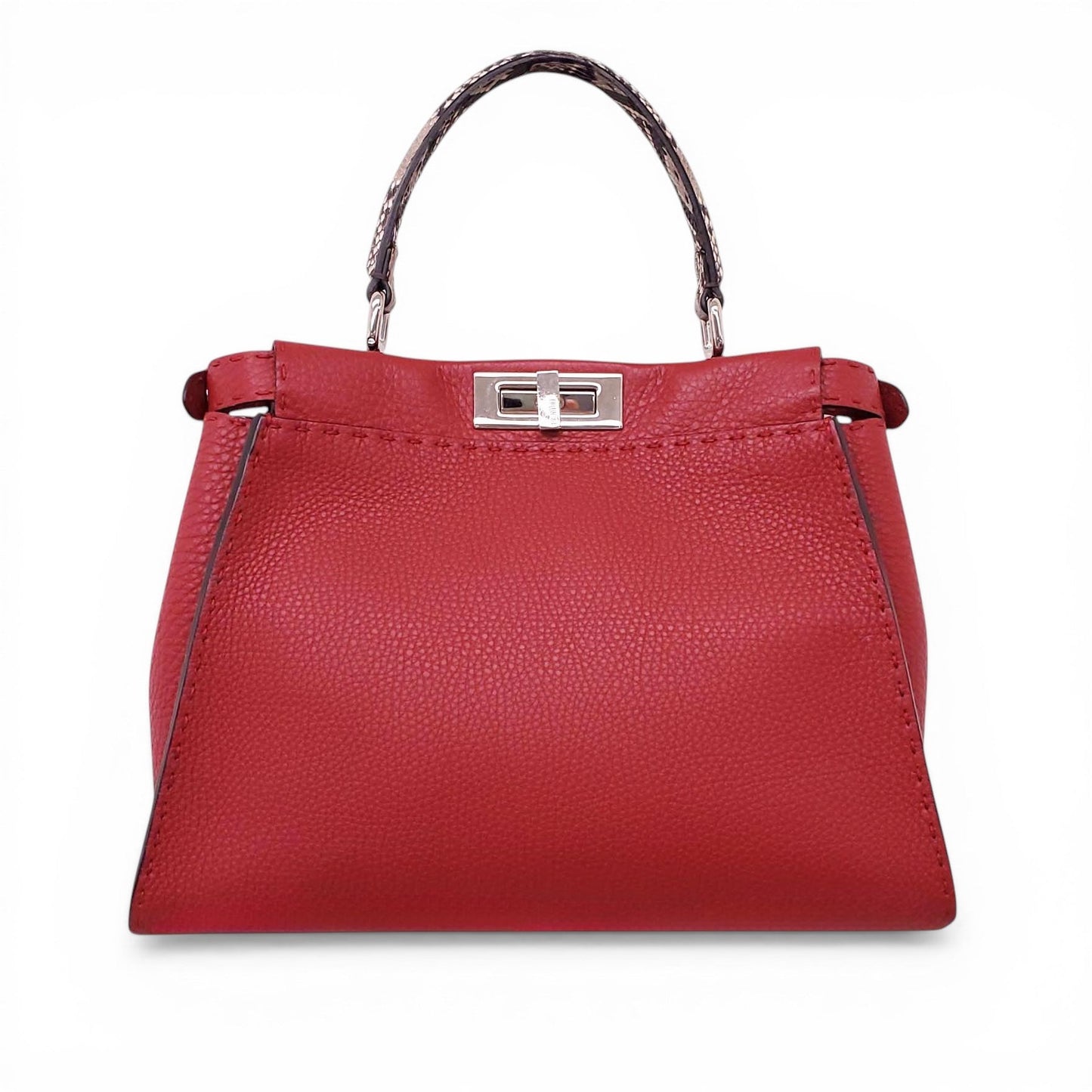 FENDI RED PEEKABOO BAG WITH PYTHON HANDLE