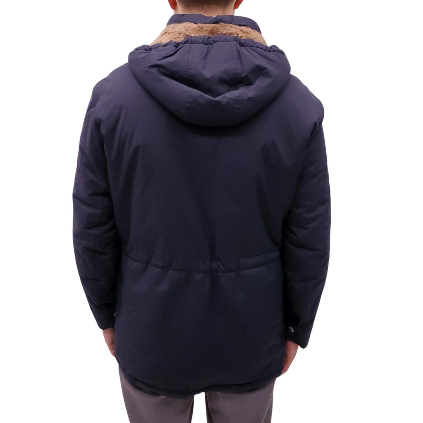 B.C. NAVY FUR-LINED PARKA WITH DETACHABLE HOOD - MEN'S SIZE 52
