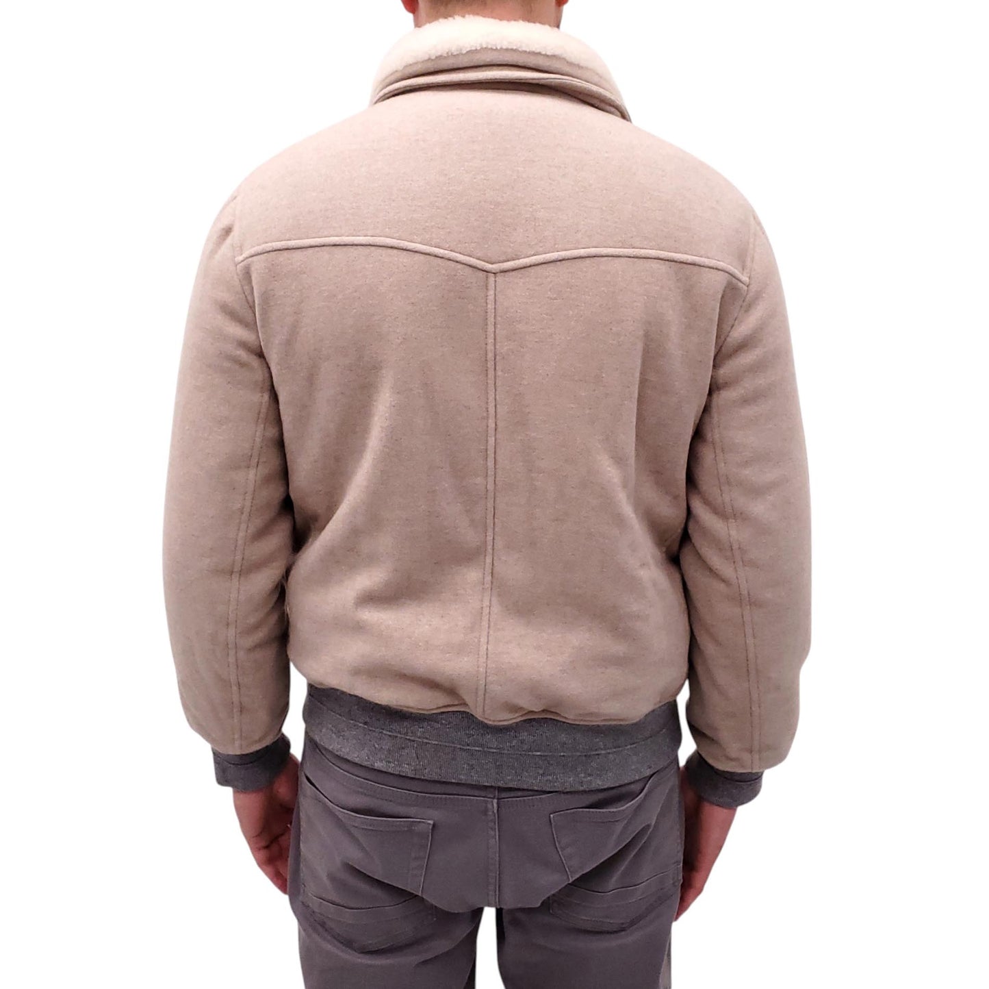 B.C. SHEARLING LINED CASHMERE BOMBER JACKET - MEN'S SIZE M