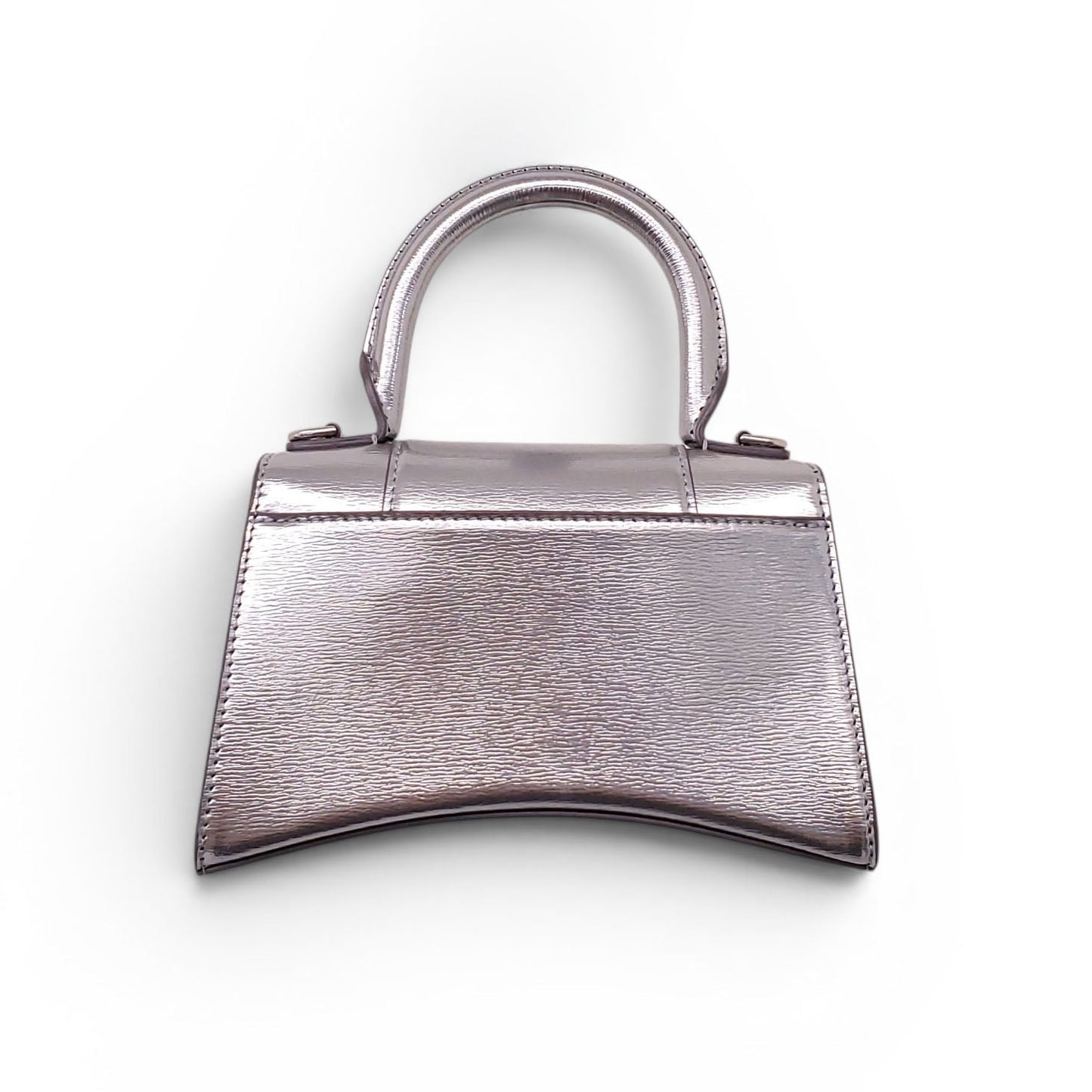BALENCIAGA SILVER SMALL HOURGLASS TOP HANDLE BAG