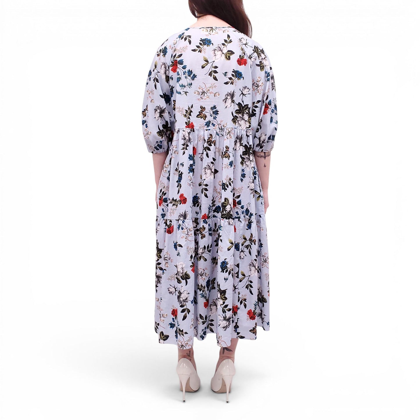 ERDEM SKY BLUE FLORAL DRESS - SIZE 12