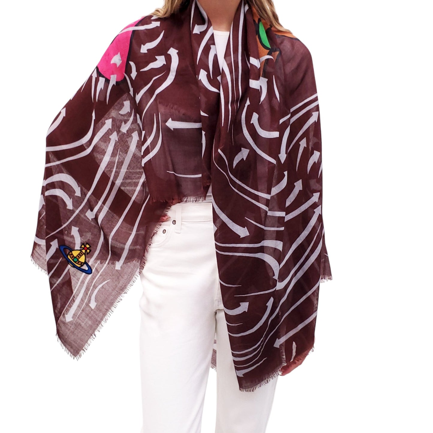 VIVIENNE WESTWOOD ARROW PRINT LOGO SCARF