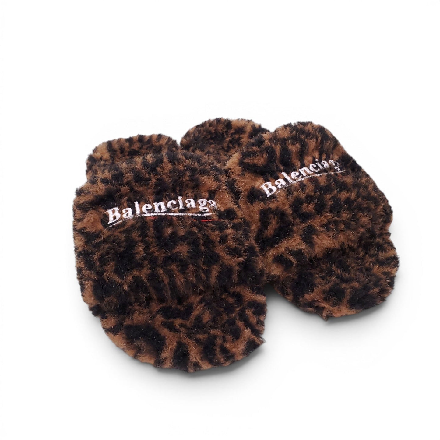BALENCIAGA LEOPARD SHEARLING COZY SLIDES - SIZE 39