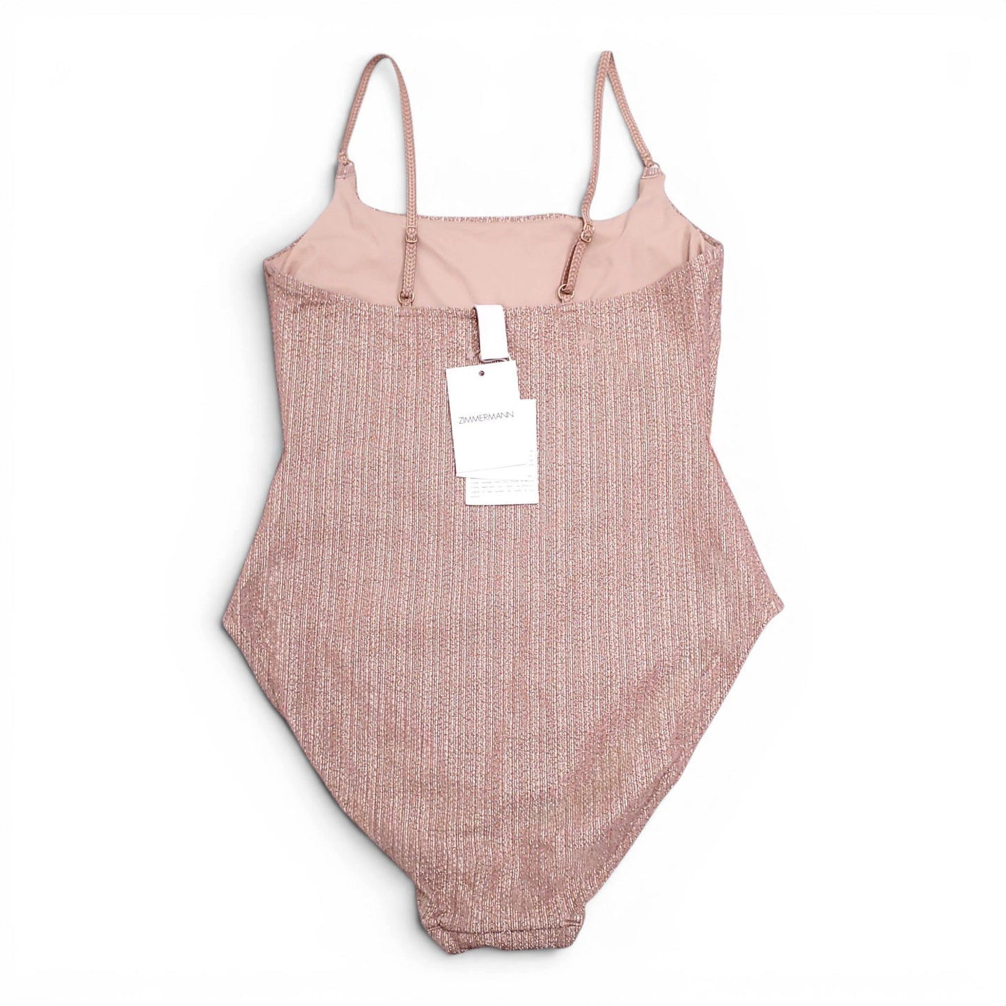 ZIMMERMANN TAUPE METALLIC 'SEPARATES TEXTURE SCOOP' ONE-PIECE SWIMSUIT - SIZE 2 (US 8)