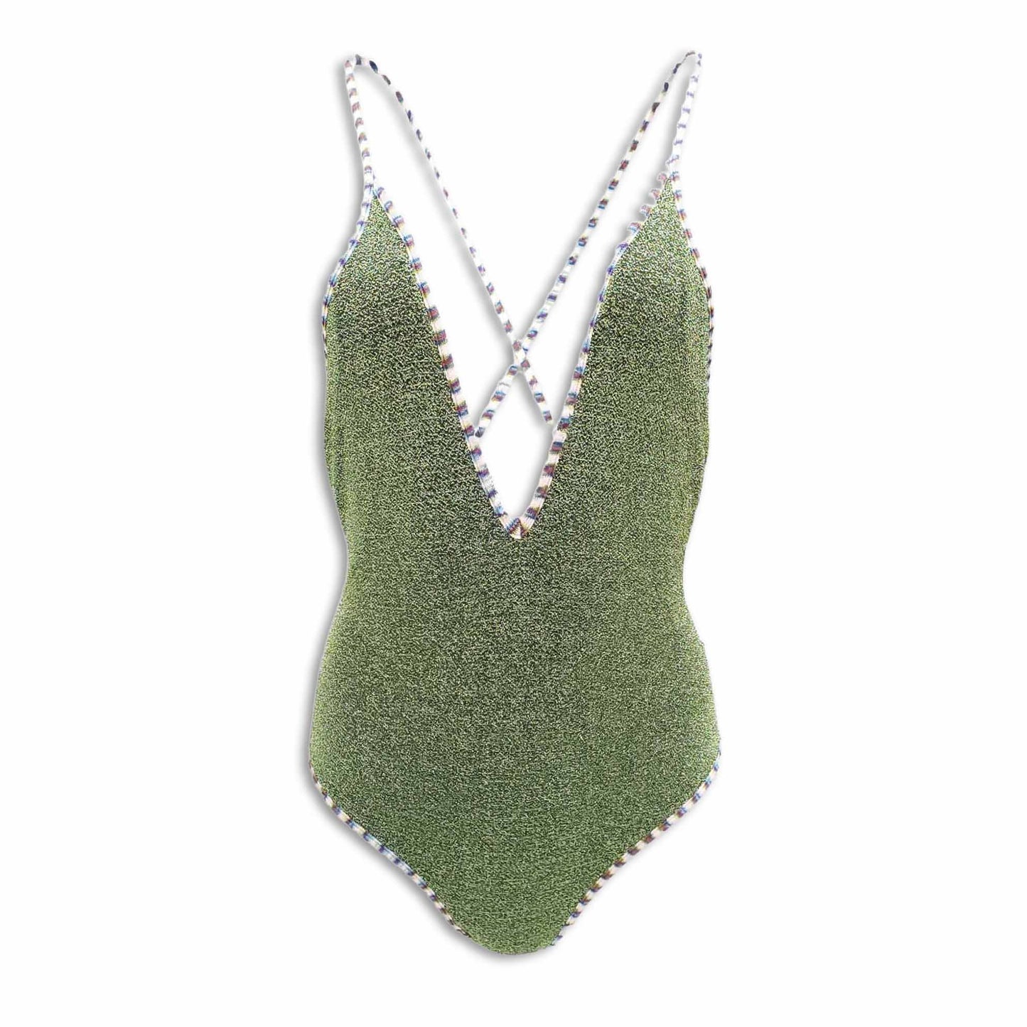 MISSONI GREEN METALLIC ONE-PIECE SWIMSUIT - SIZE 42