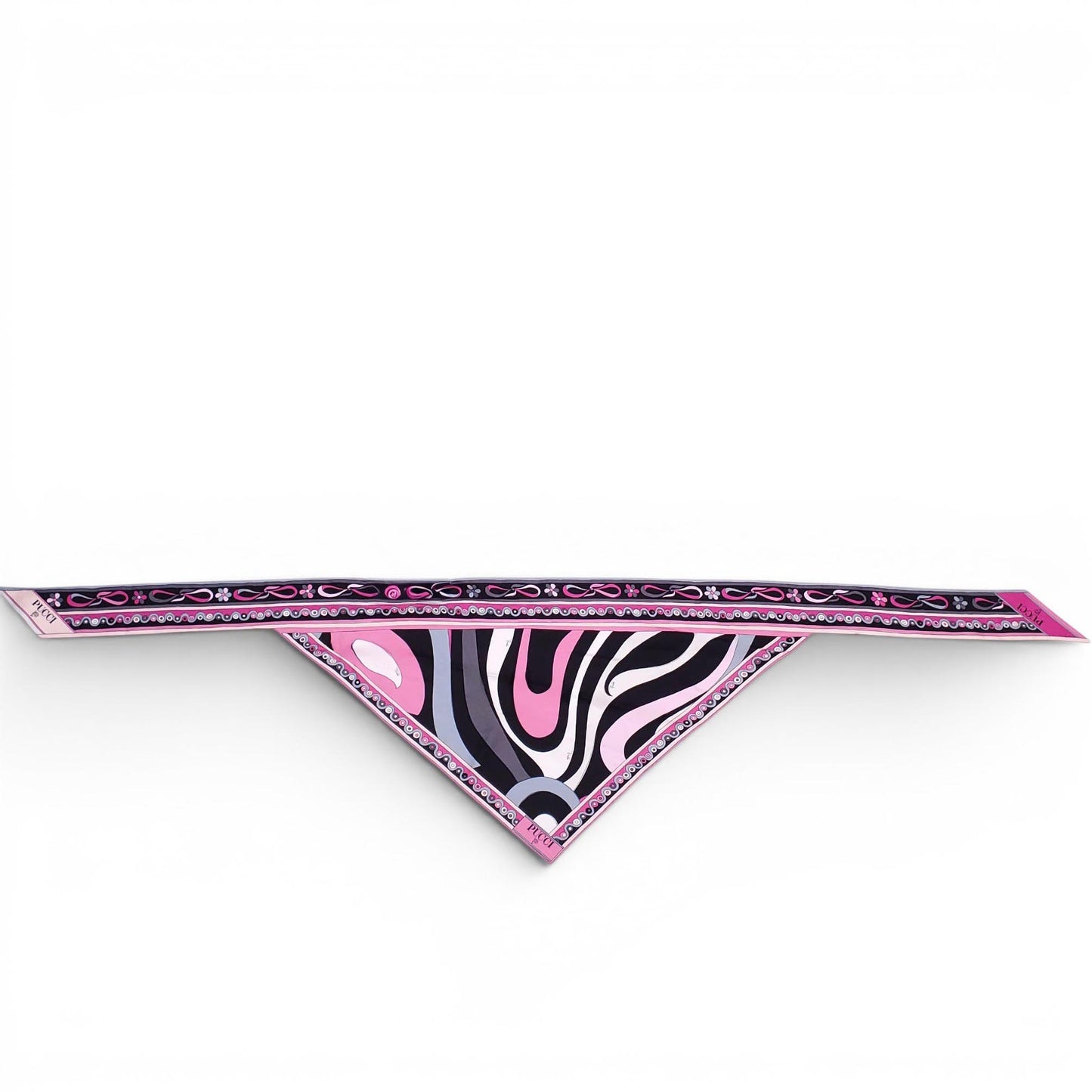 EMILIO PUCCI BLACK AND PINK PATTERNED SILK BANDANA