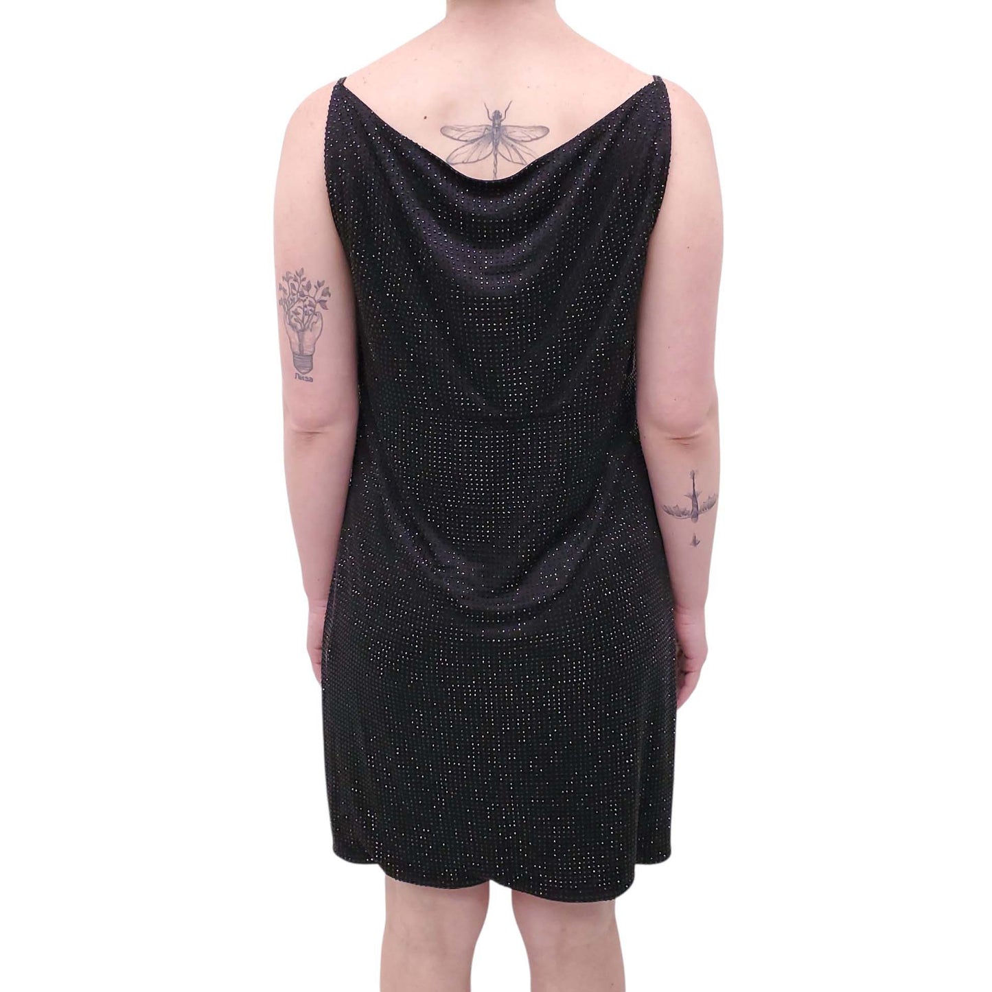 VERSACE BLACK EMBELLISHED VISCOSE MINI DRESS - SIZE 46