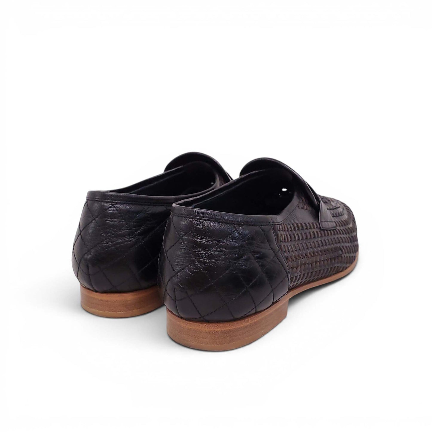 CHANEL BLACK WOVEN LOAFERS - SIZE 39