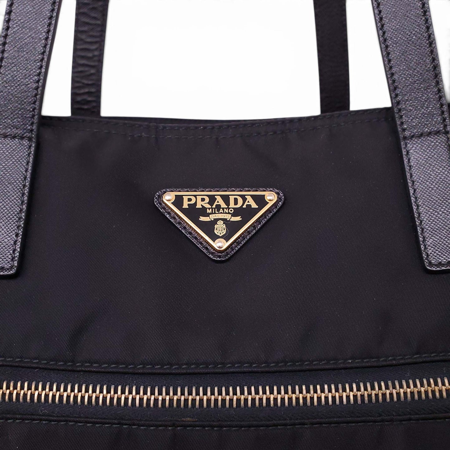 PRADA BLACK NYLON TOTE BAG WITH CROSSBODY STRAP
