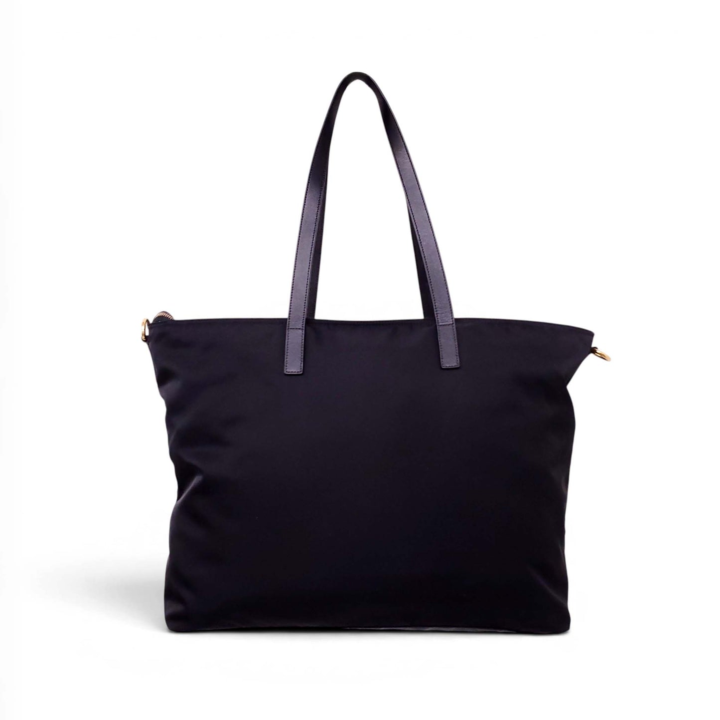 PRADA BLACK NYLON TOTE BAG WITH CROSSBODY STRAP