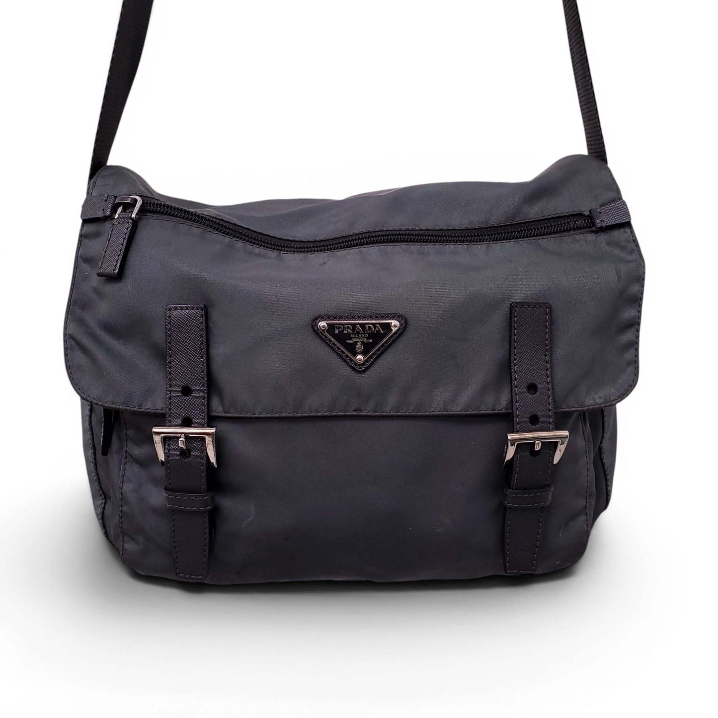 PRADA NYLON GREY CROSSBODY BAG