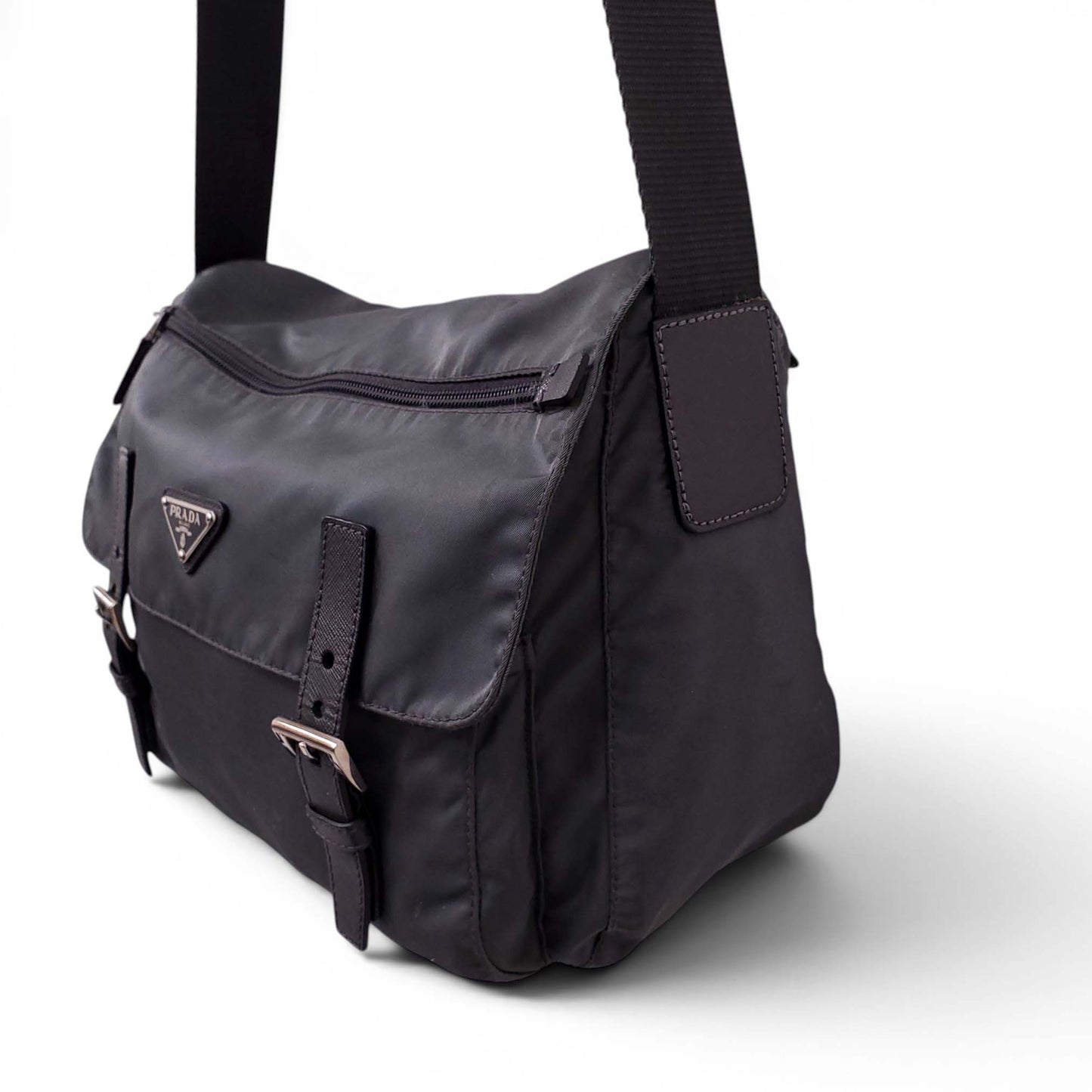 PRADA NYLON GREY CROSSBODY BAG