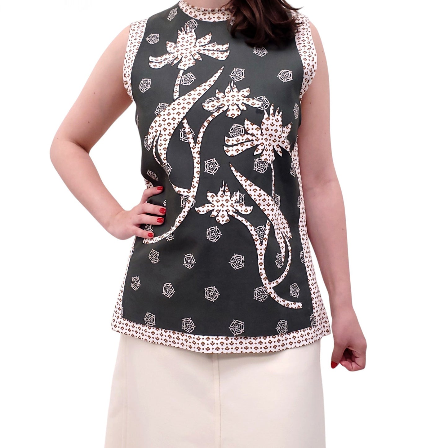 CHLOÉ GREEN PATTERNED LAYERED BLOUSE - SIZE 38