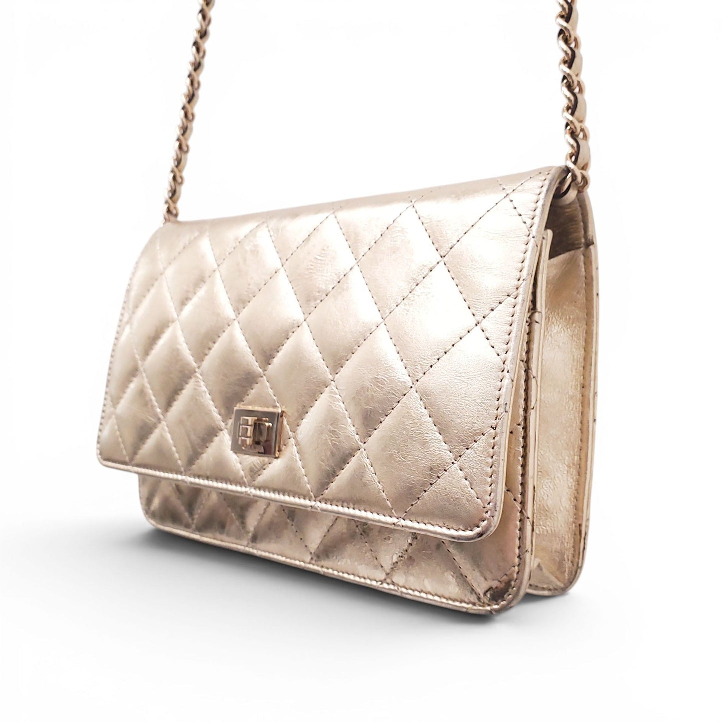 CHANEL GOLD RE-ISSUE WALLET ON A CHAIN