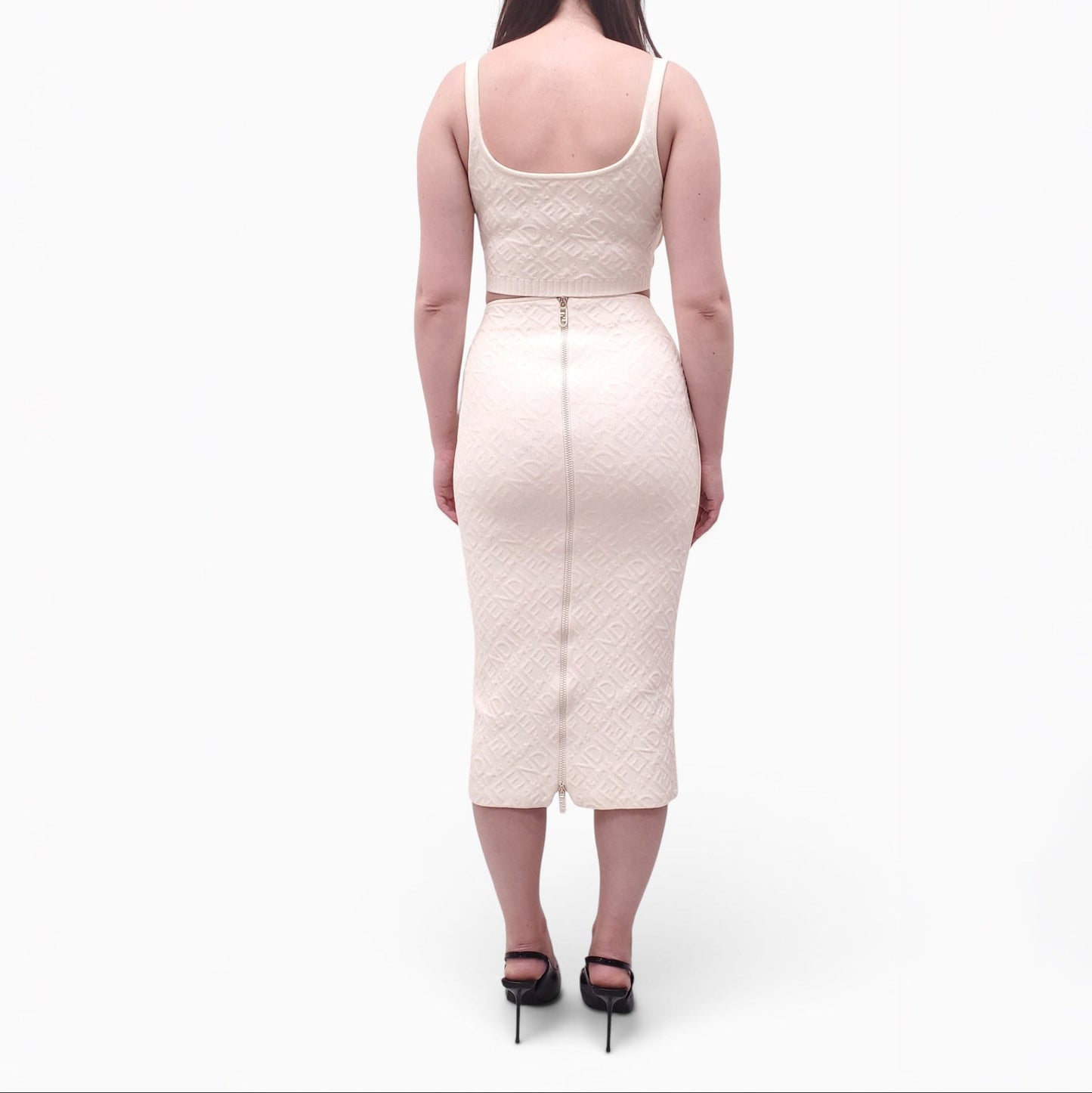 FENDI x SKIMS CREAM LOGO SKIRT SET - SIZE 42