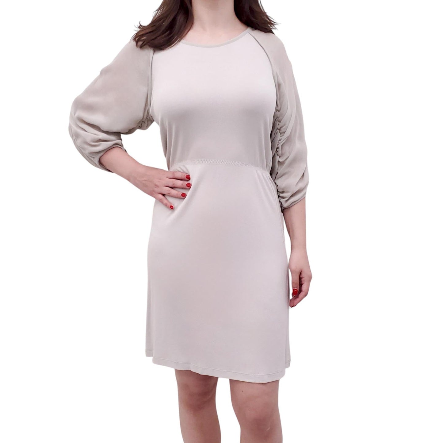 FENDI GREY SILK MIDI DRESS - SIZE 42
