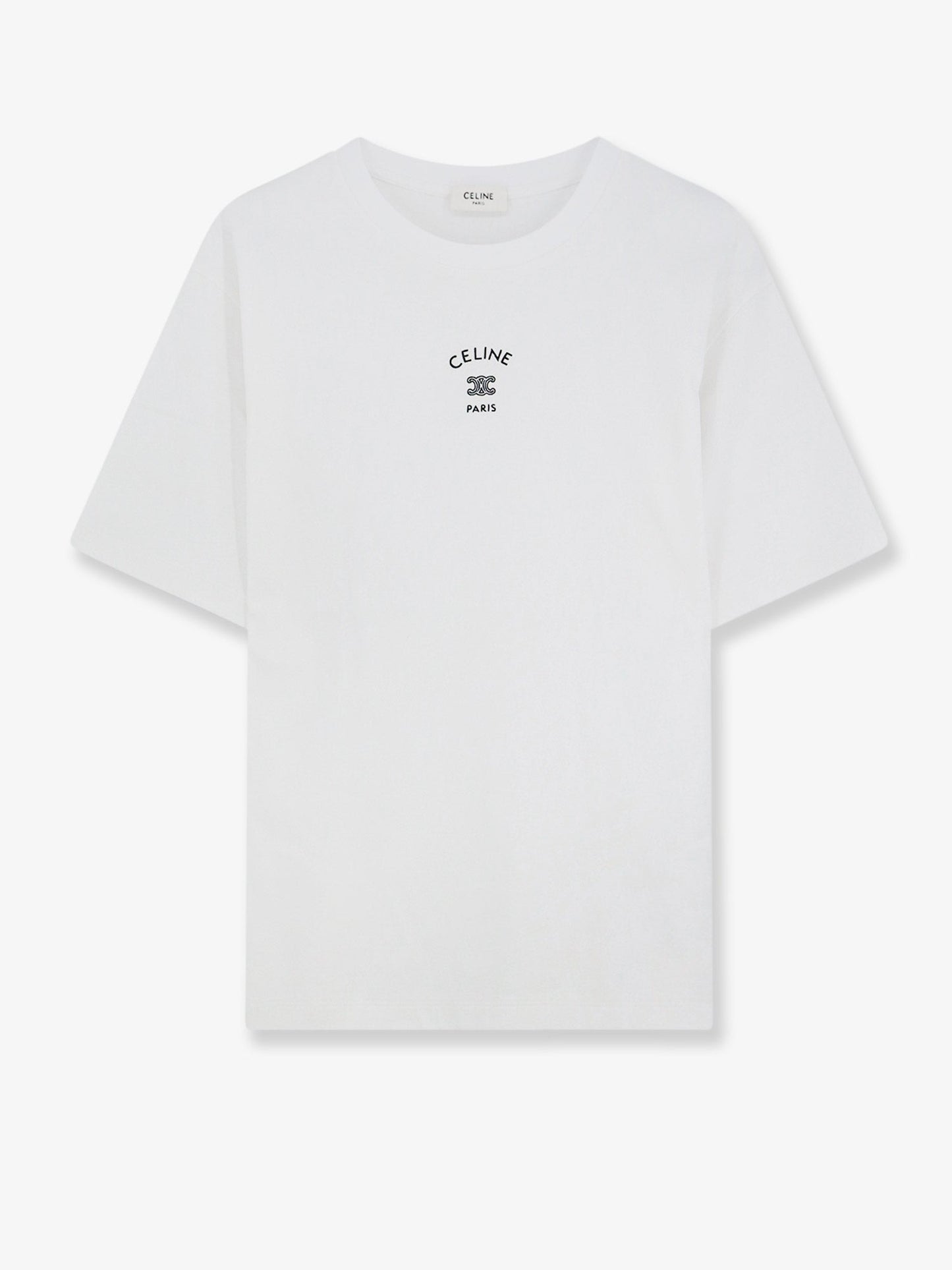 Celine Women Cotton Blend T-Shirt With Front Logo Print