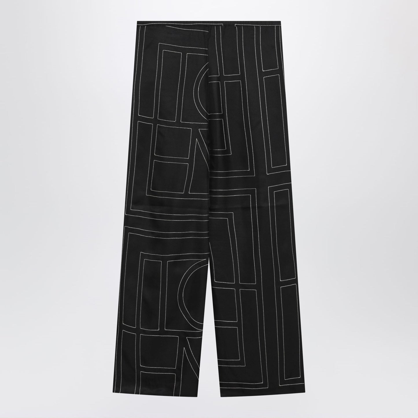 Toteme Black Monogram Silk Pajama Trousers Women