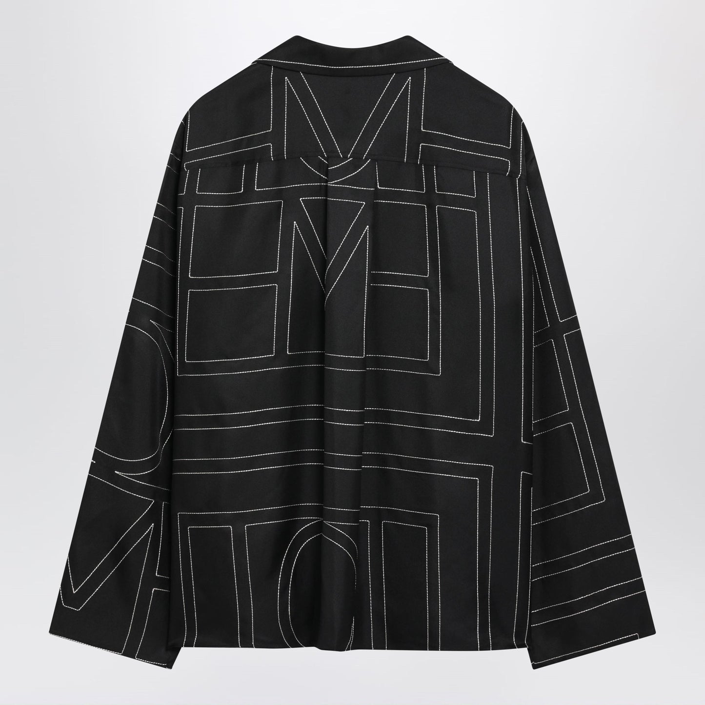 Toteme Black Monogram Silk Pajama Shirt Women