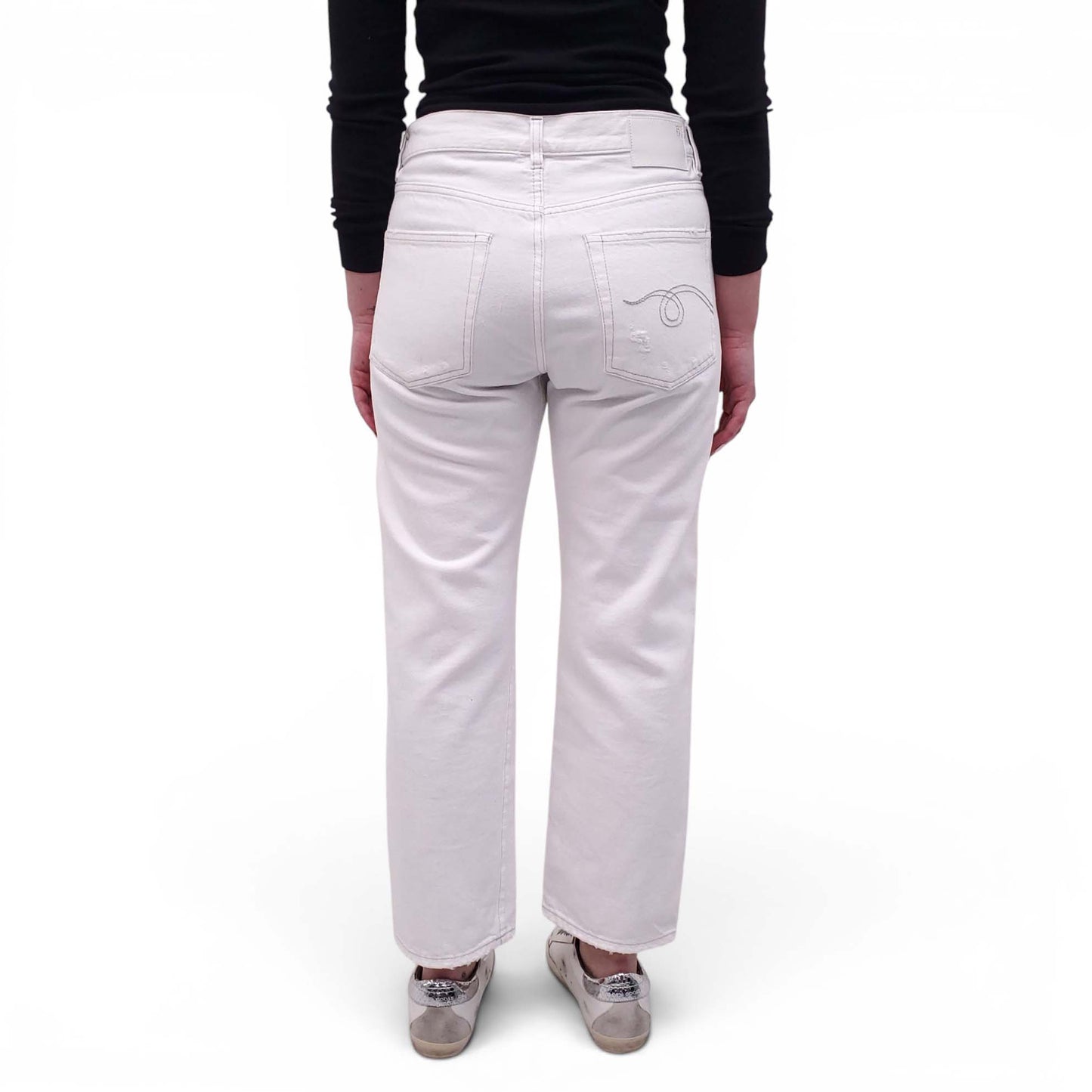 R13 WHITE 'BOYFRIEND' JEANS - SIZE 26