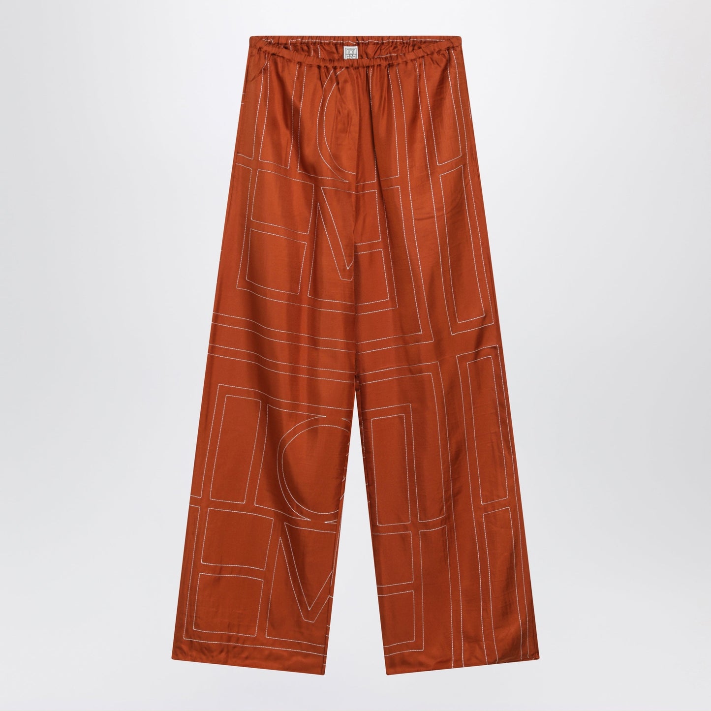 Toteme Monogram Silk Pajama Trousers In Terracotta Women