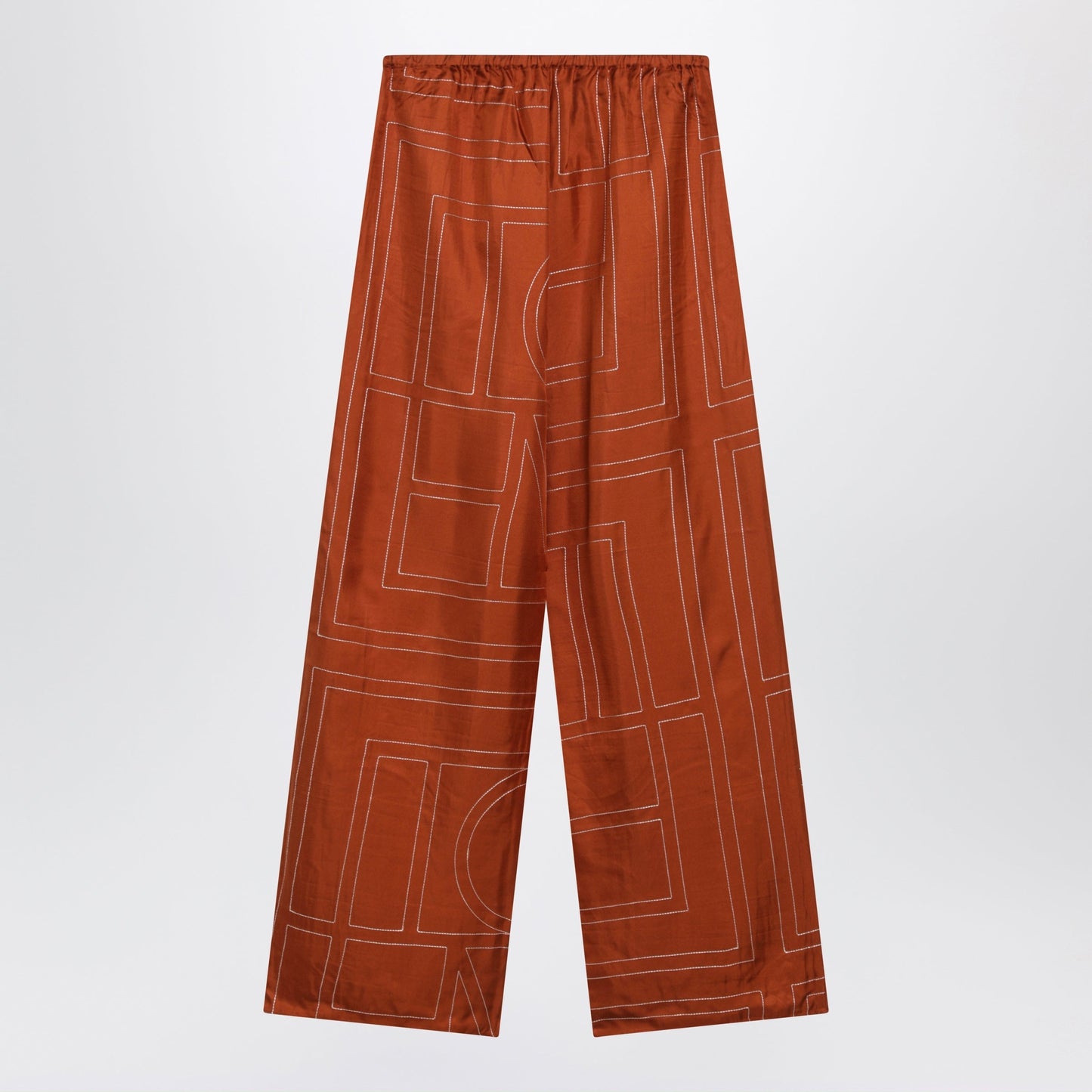 Toteme Monogram Silk Pajama Trousers In Terracotta Women