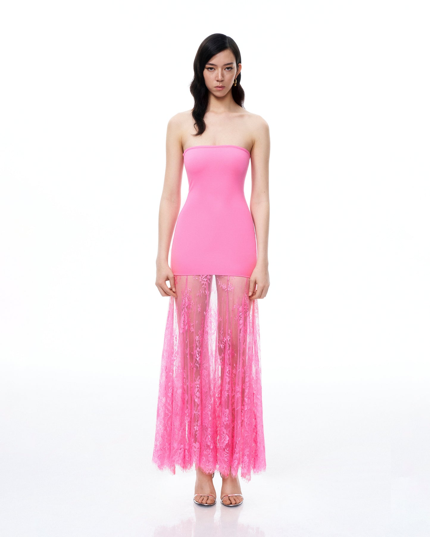 Evadne Floral Lace Dress - Pink