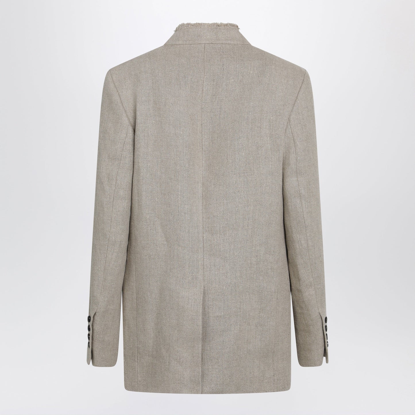 Toteme Beige Frayed-Lapel Natural Linen Blazer Women