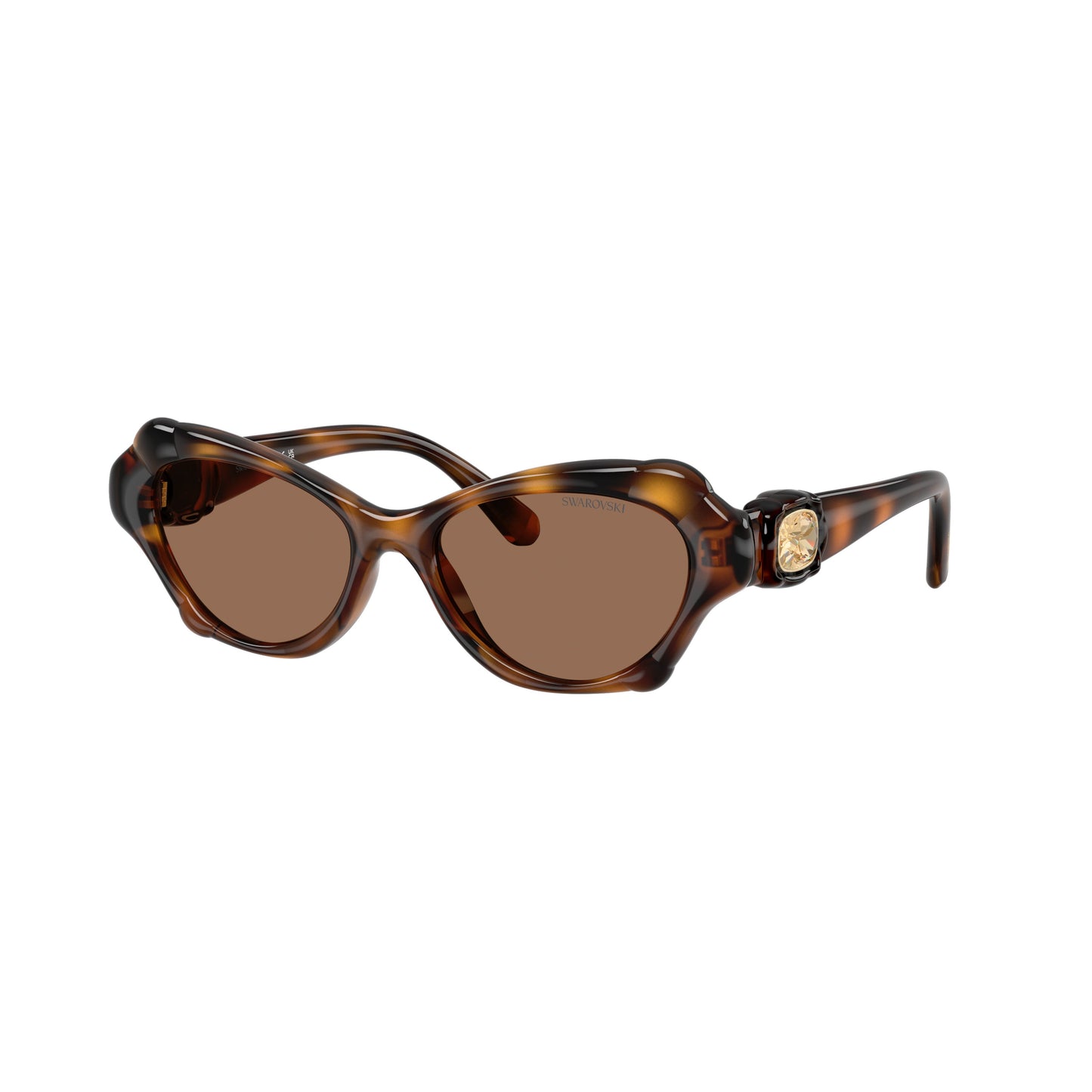0Sk6050 Tortoiseshell Cat-Eye Sunglasses with Gold Emblem