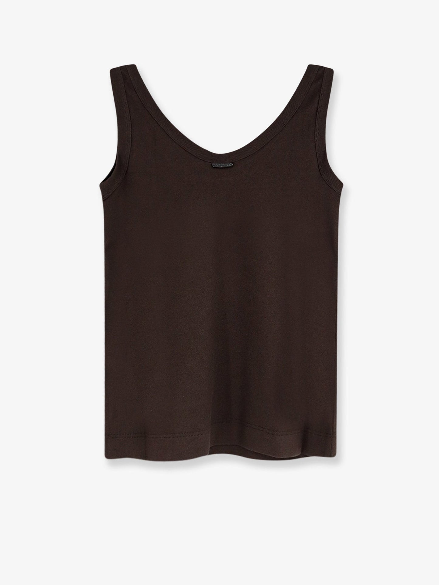 Brunello Cucinelli Women Cotton Blend Tank Top With Back Monili Detail