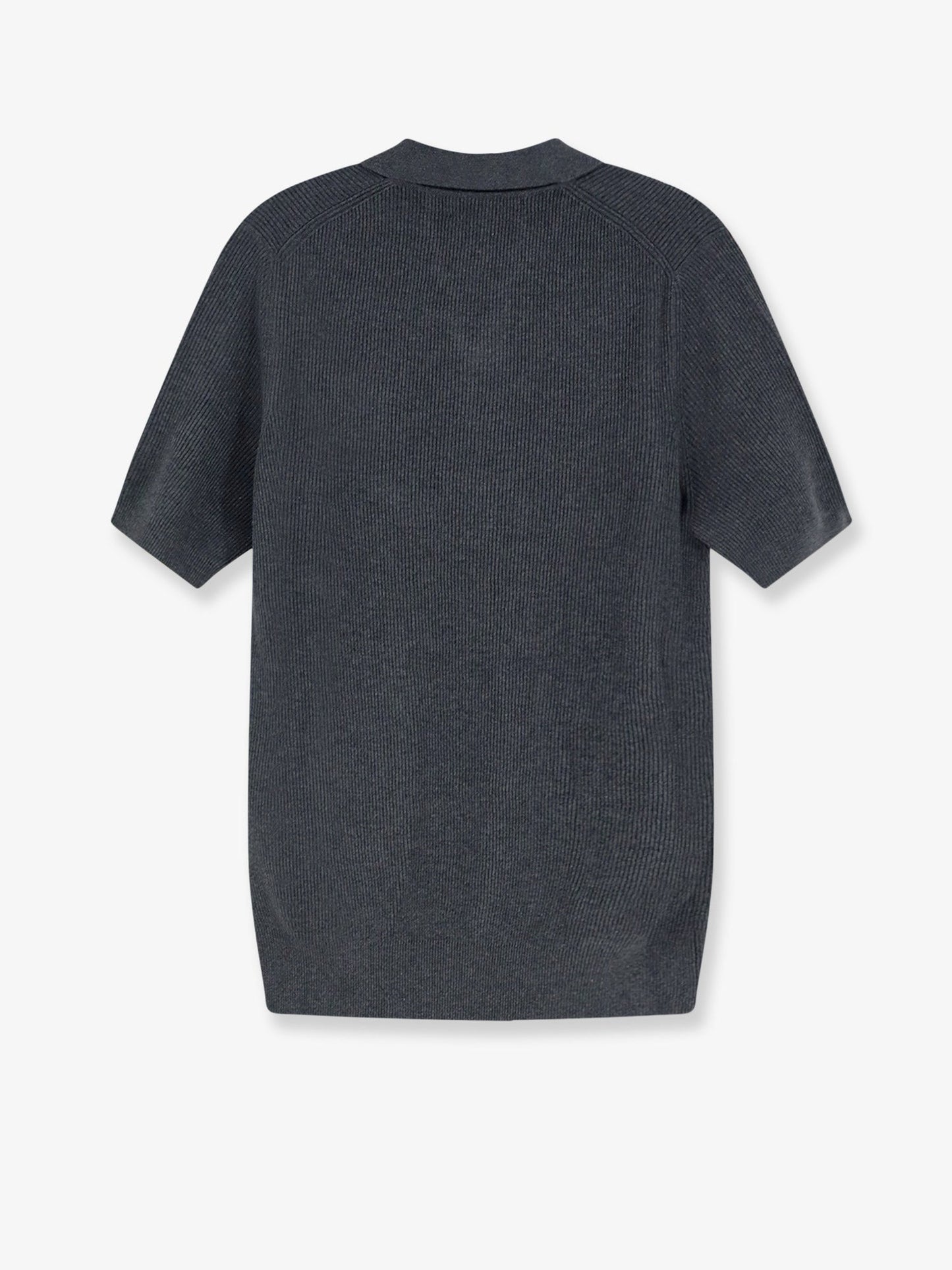 Brunello Cucinelli Men Cotton Polo Shirt With Ribbed Knit