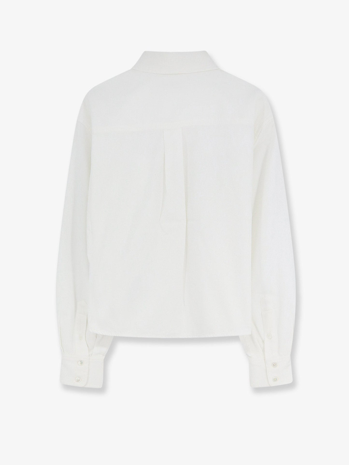 Celine Women Cropped Denim Shirt With Front Embroidered Logo