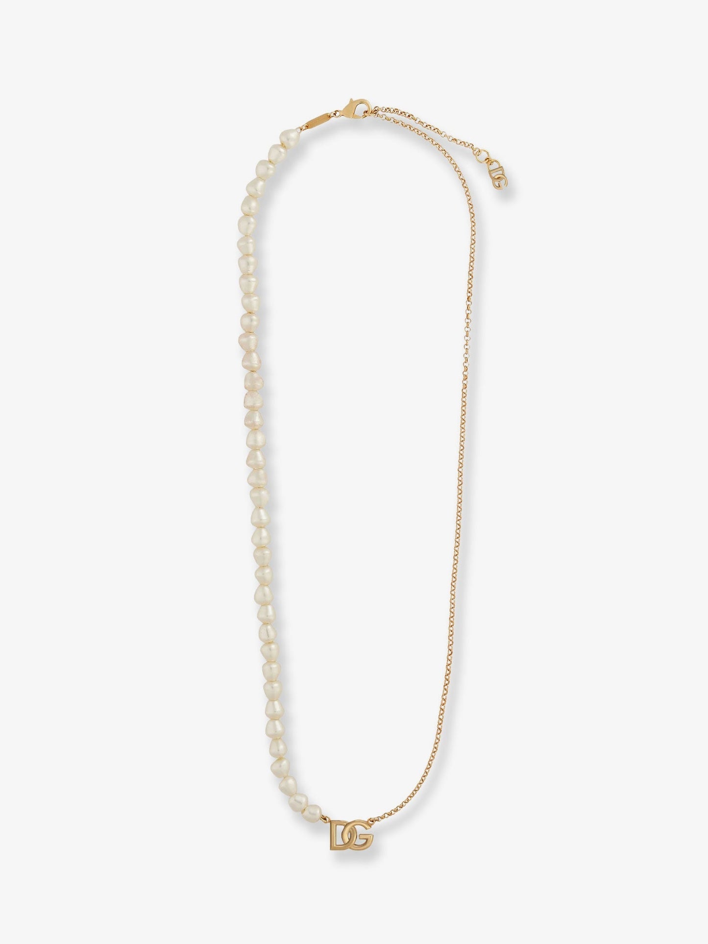 Dolce & Gabbana Women Brass Necklace With Pearls And Dg Logo