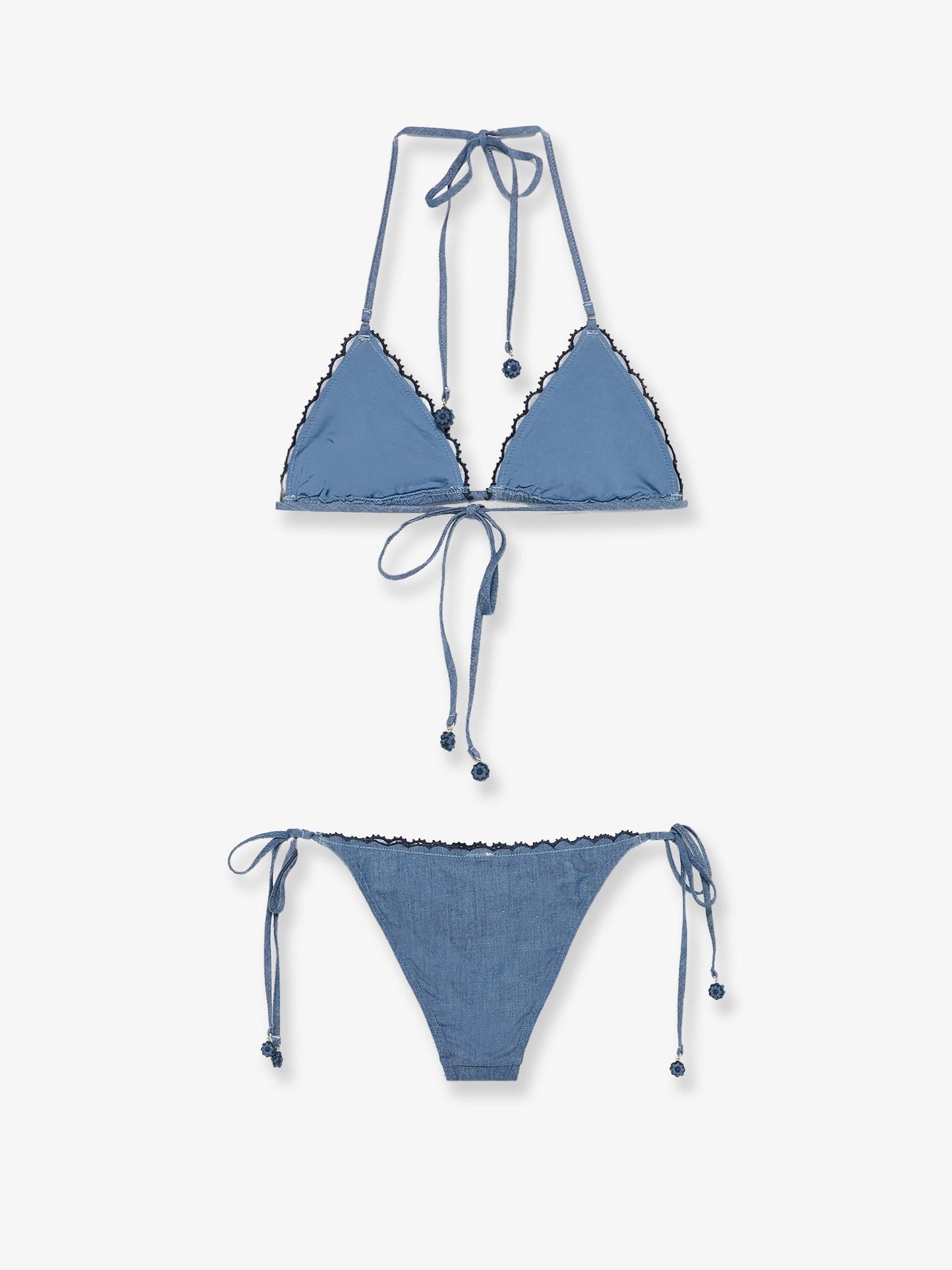 Zimmermann Women Aster Denim Bikini With All-Over Embroidery