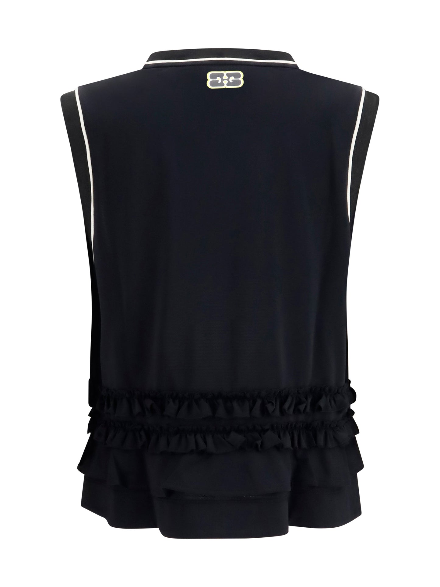 Ganni Women Cycora Oversized Tank Top With Ruffled Hem