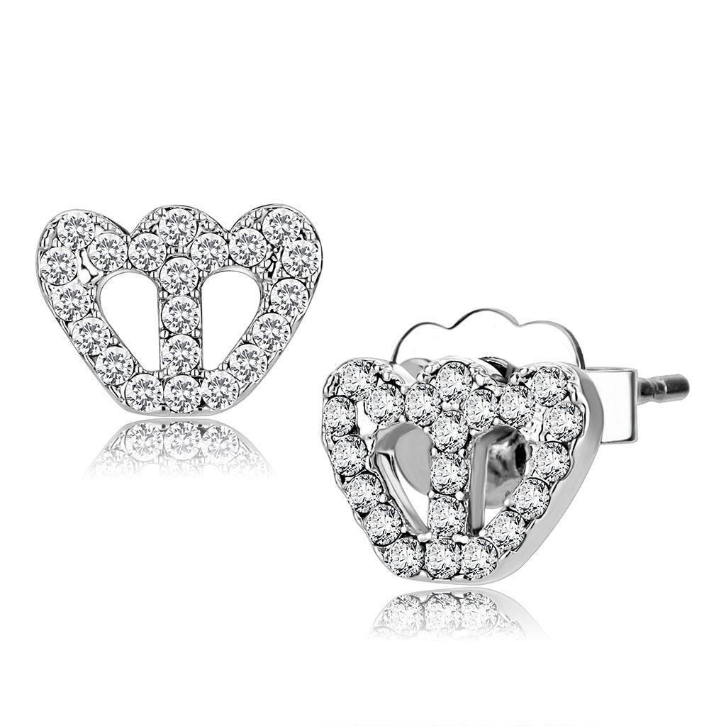 Rhodium Brass Earrings with Top Grade Crystal in Clear