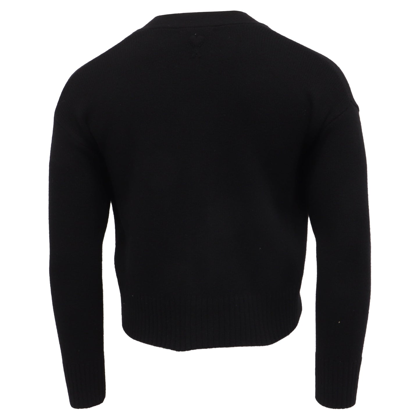 AMI Paris Cropped Cardigan in Black Merino Wool