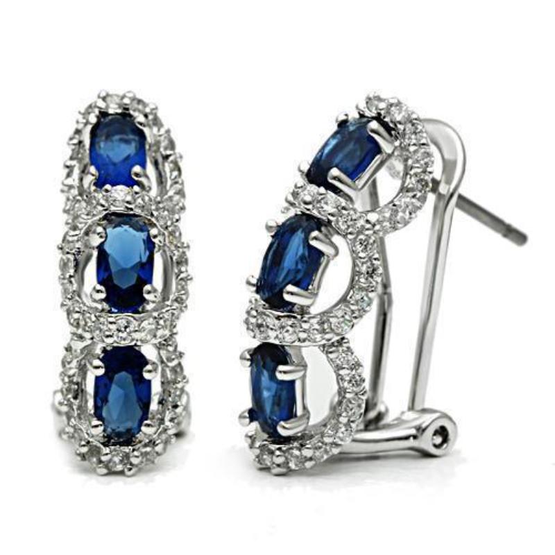 Rhodium Brass Earrings with Synthetic Synthetic Glass in Montana
