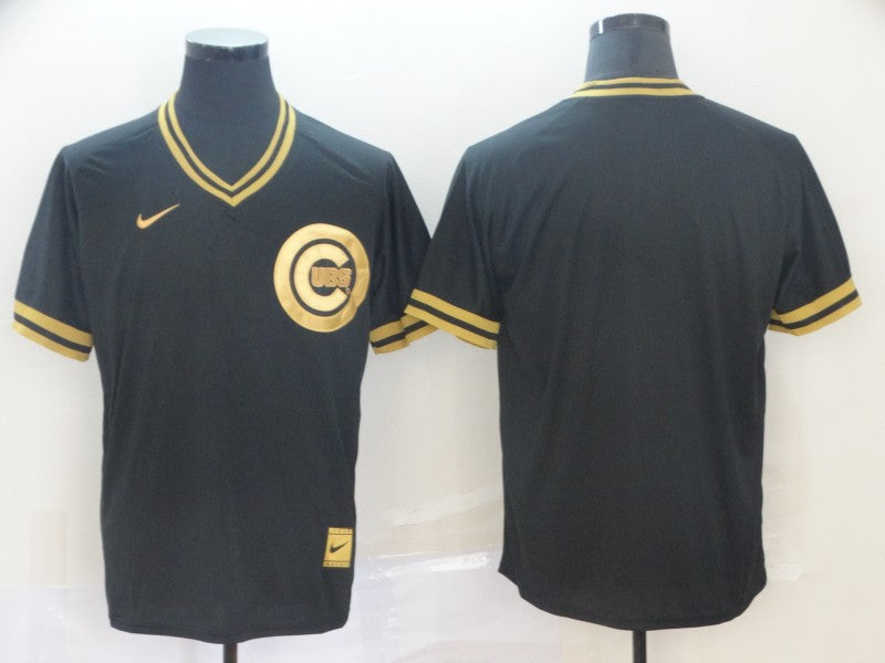 Men's Chicago Cubs Black Blank Replica Jersey1