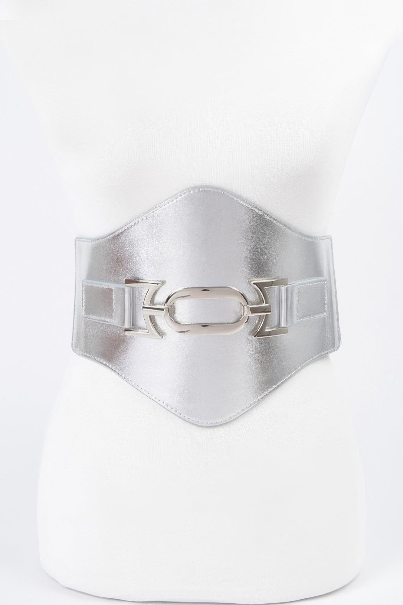 Faux Leather Wide Elastic Belt