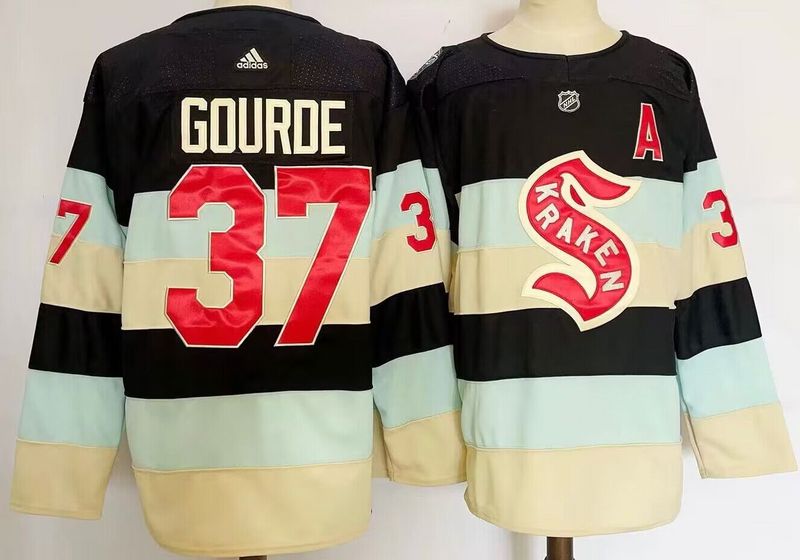 Men's Seattle Kraken Yanni Gourde #37 Deep Sea Blue 2024 NHL Winter Classic Breakaway Player jersey
