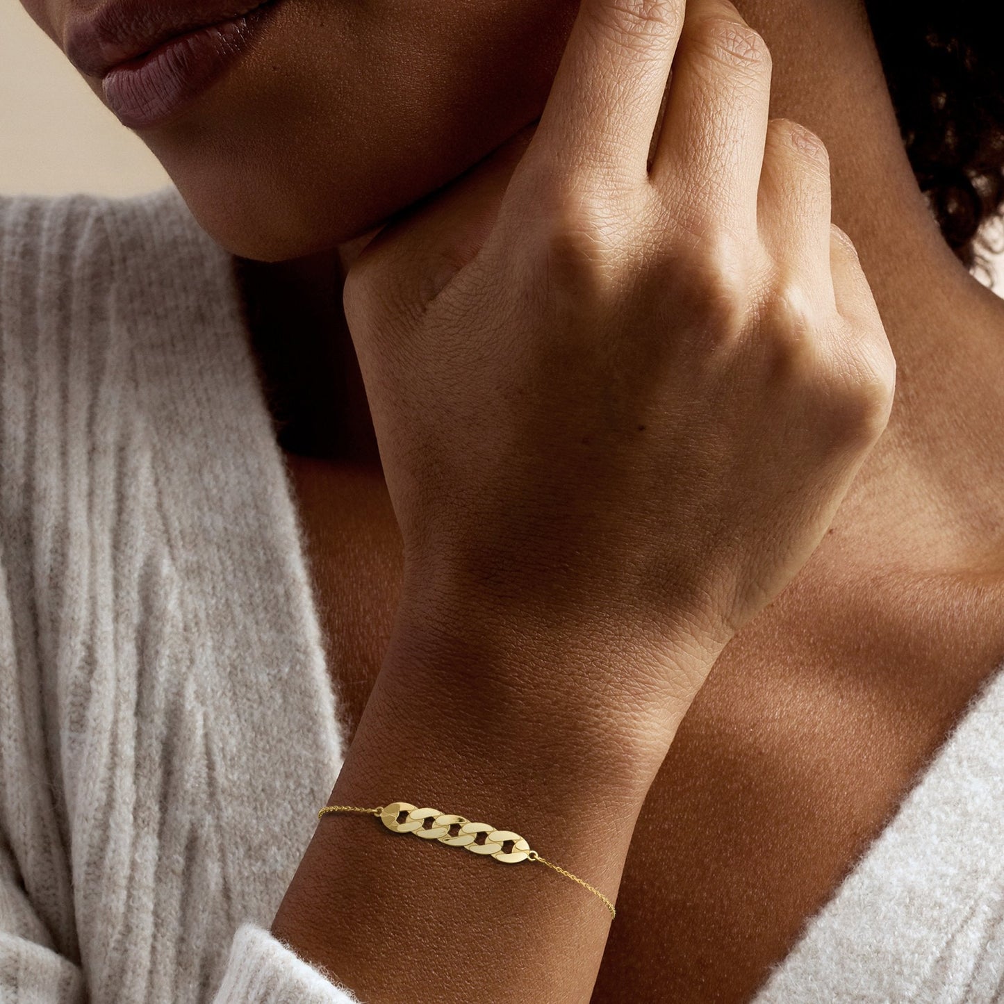 Ross-Simons Italian 10kt Yellow Gold Curb-Link Centerpiece Bracelet