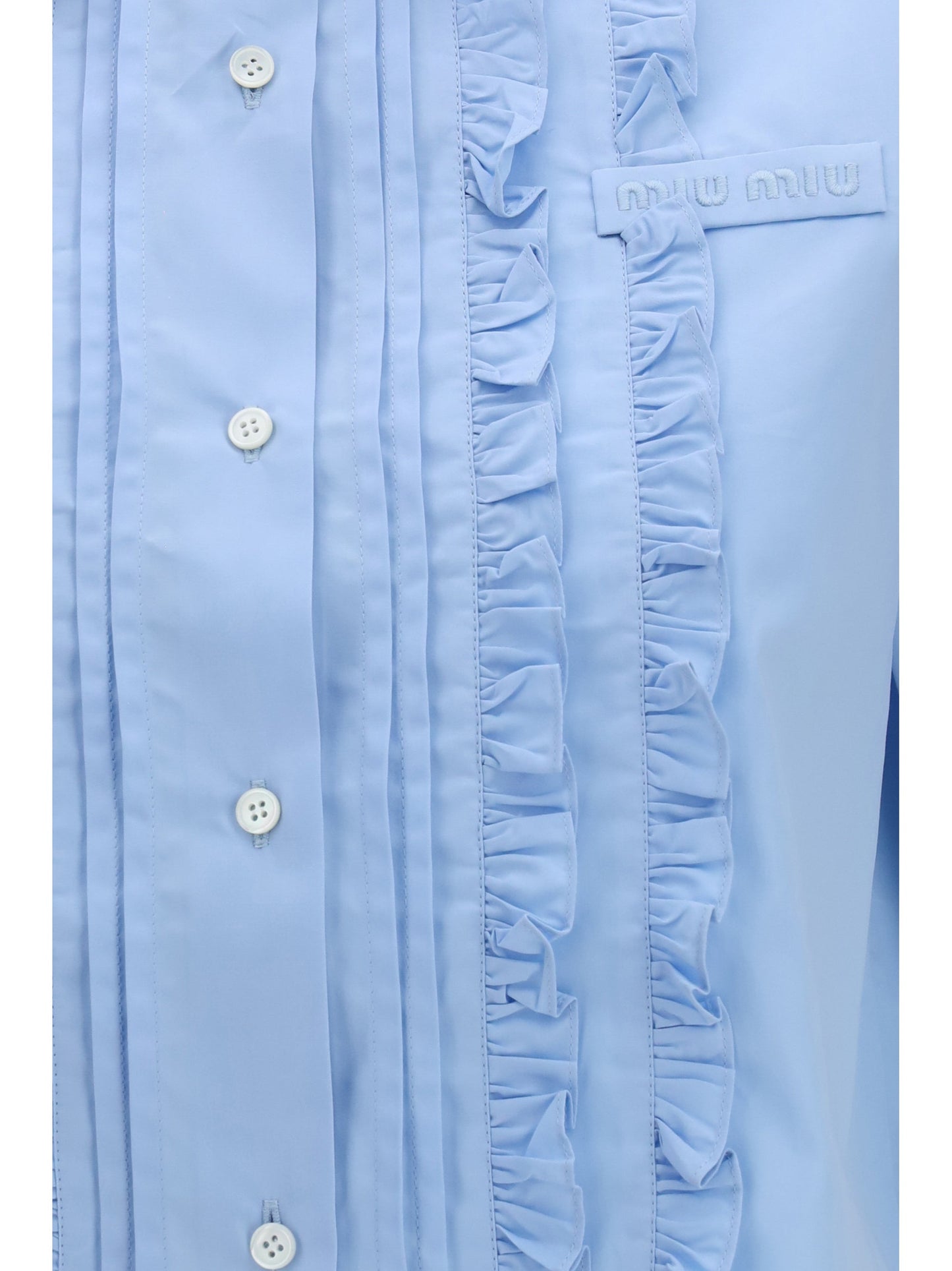 Miu Miu Women Poplin Shirt With Ruffle Details