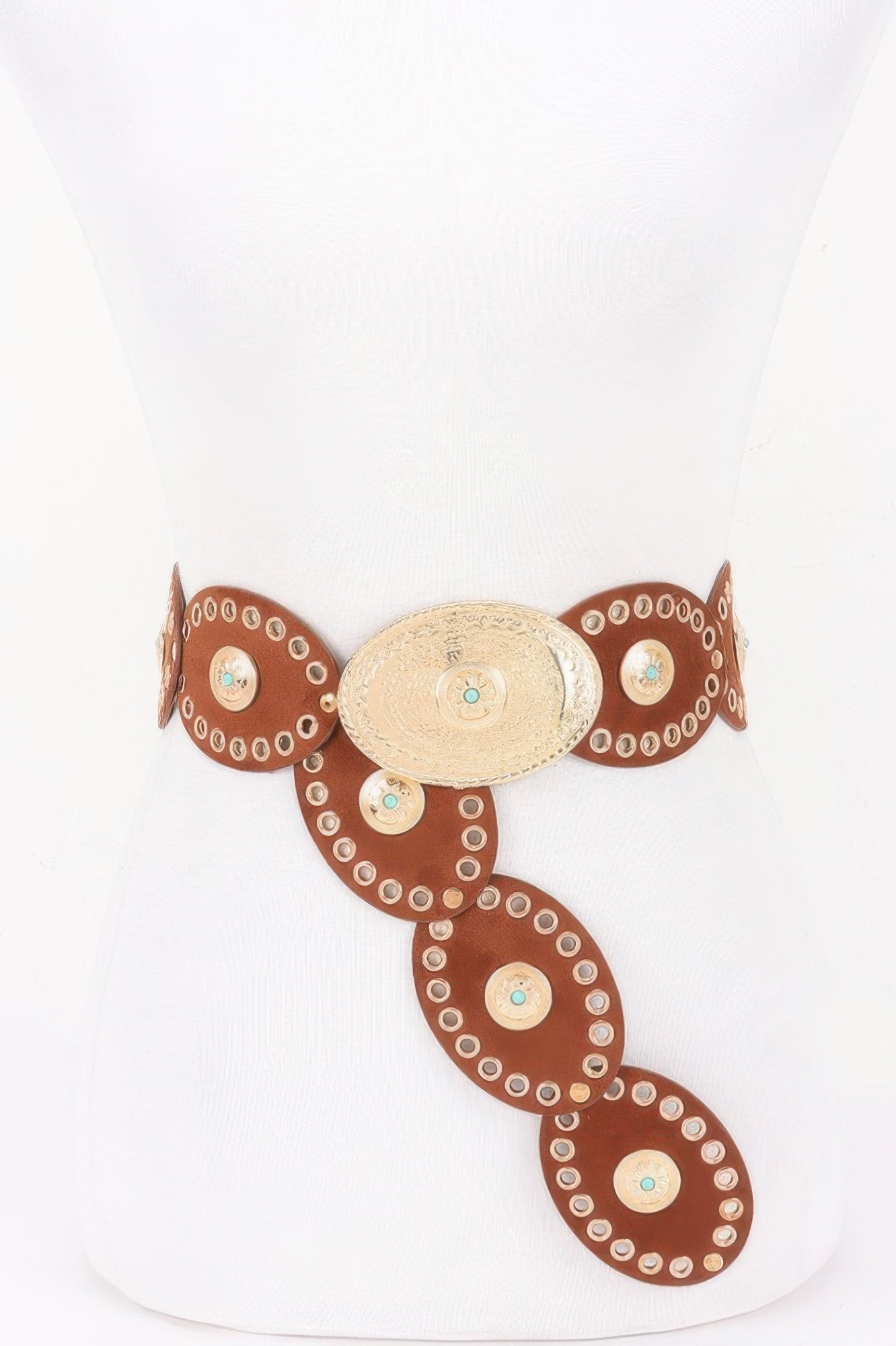 Wide Statement Belt with Oval Studded Design