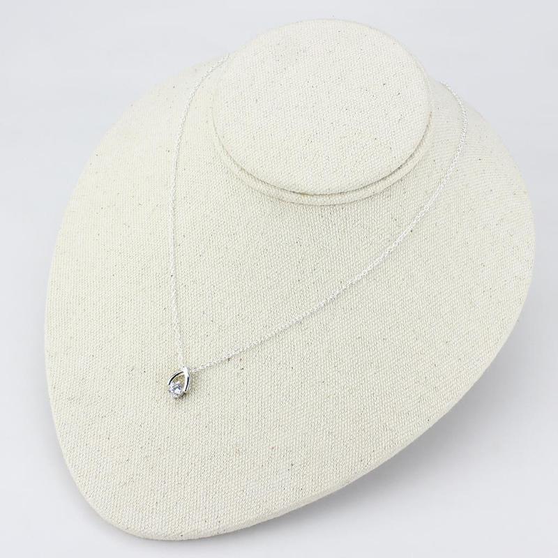 Silver+ e-coating Brass Chain Pendant with AAA Grade CZ in Clear