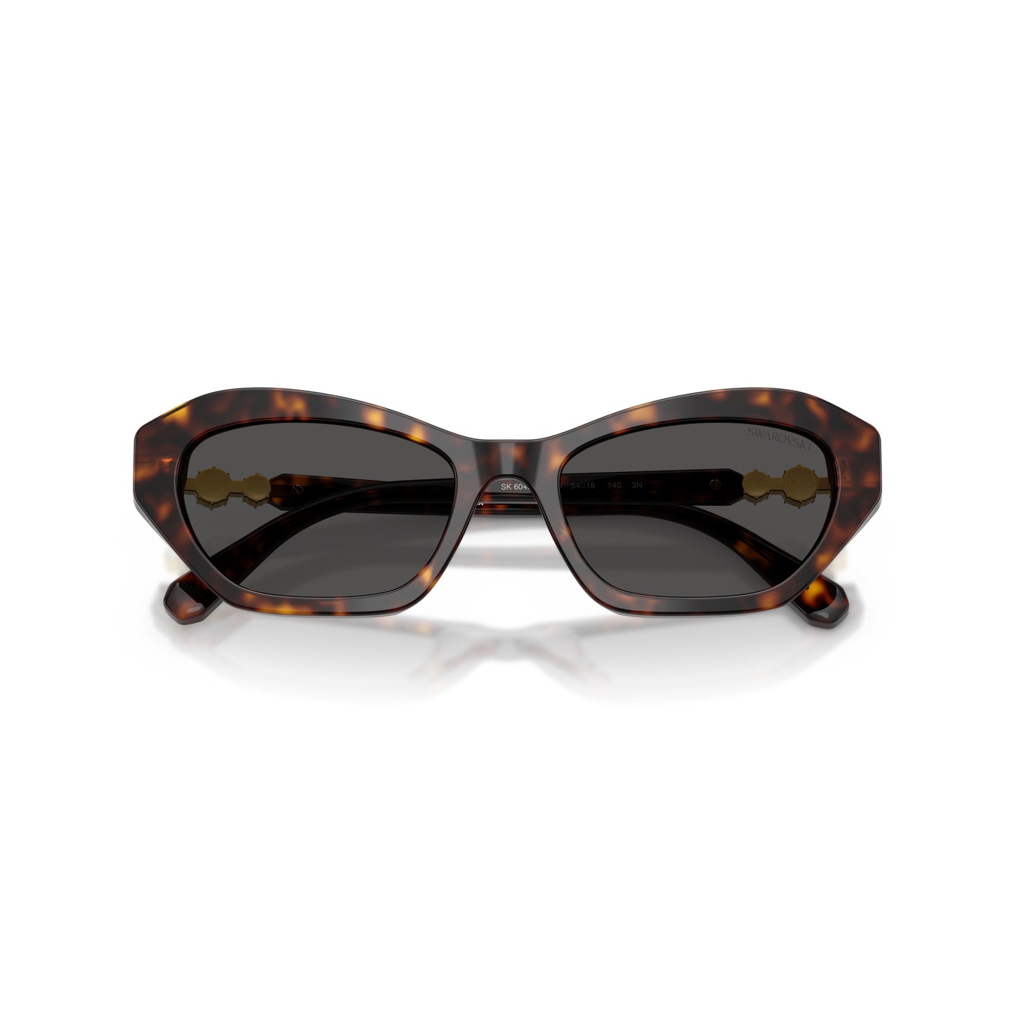 0Sk6048 Angular Tortoiseshell Sunglasses with Crystal Accents
